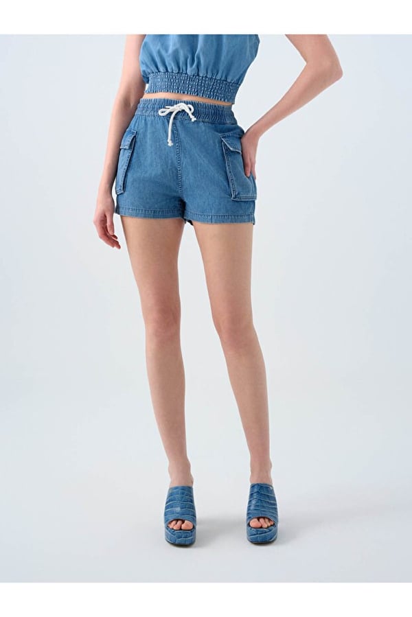 Loft LF 2039849  GOSSAMER MID WASH W SRT Mavi Kadın Şort