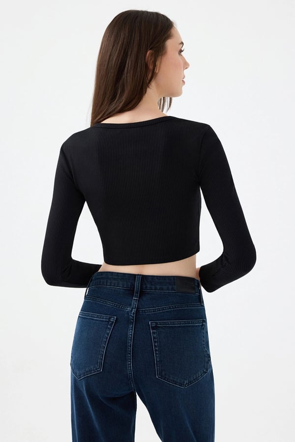 Loft LF 2040790 W TSL Siyah Kadın T-Shirt