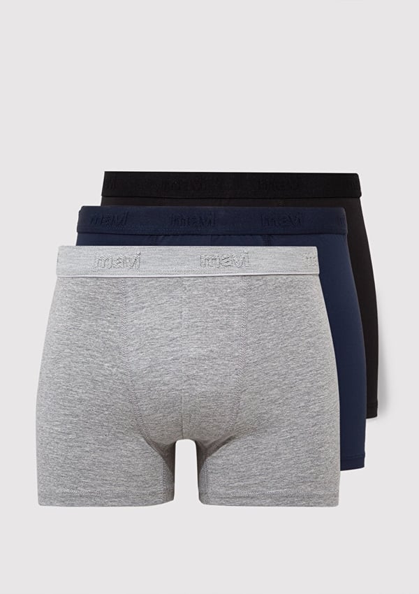 Mavi 3'LÜ PAKET BOXER Siyah Siyah Erkek Boxer