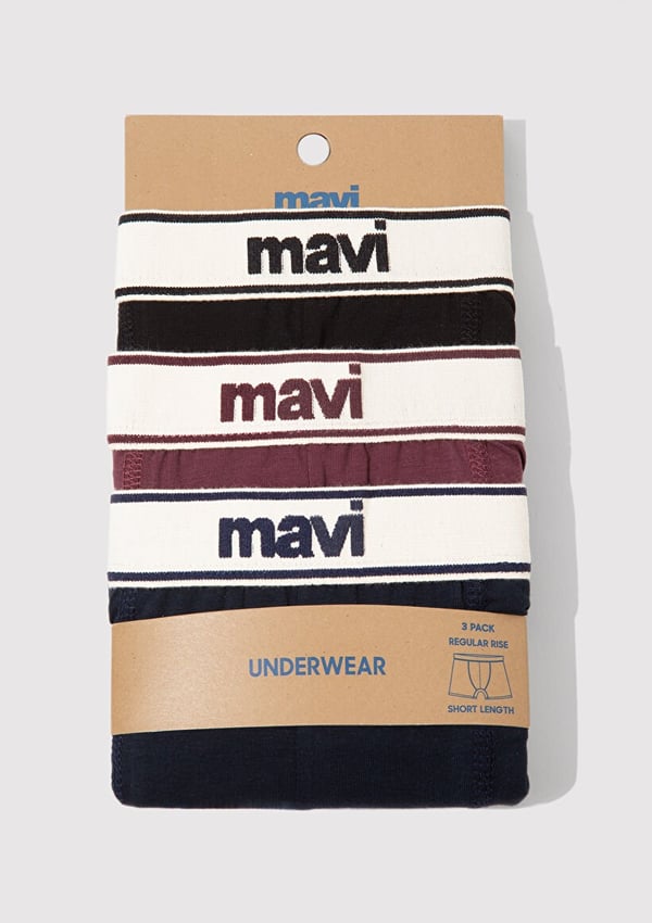 Mavi 3'LU PAKET BOXER Siyah Siyah Erkek Boxer