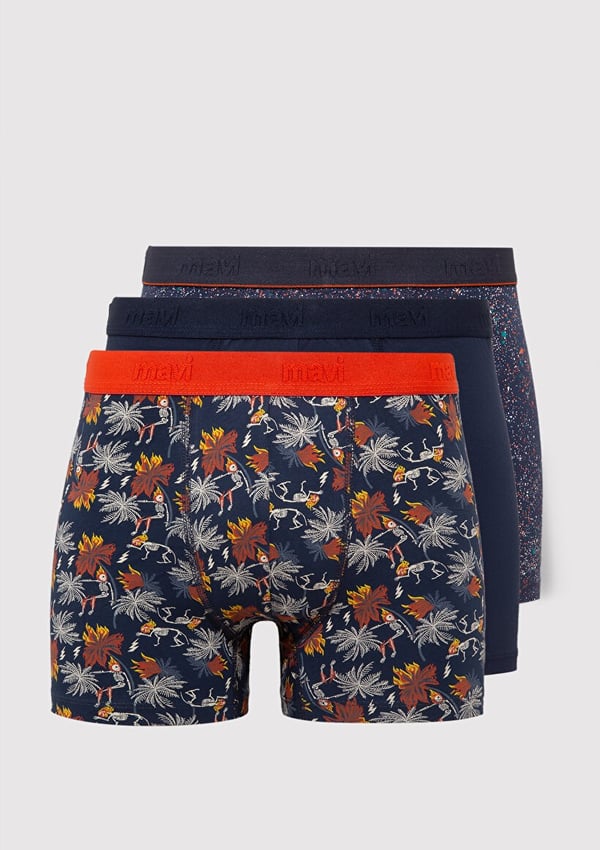 Mavi 3'LÜ PAKET BOXER Siyah Siyah Erkek Boxer