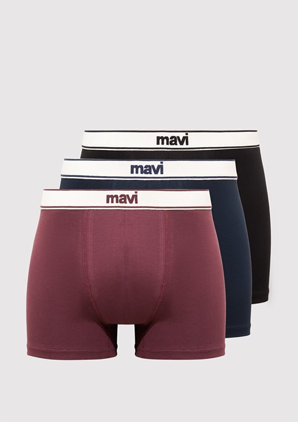 Mavi 3'LU PAKET BOXER Siyah Siyah Erkek Boxer