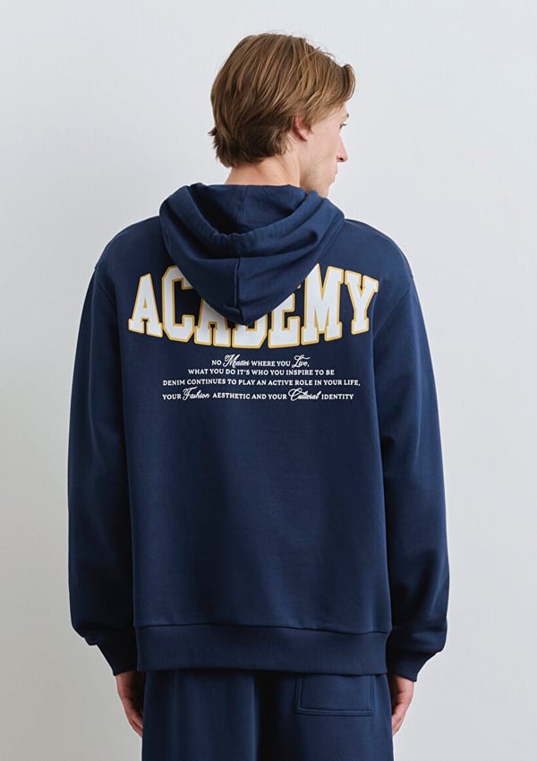 Mavi ACADEMY KAPÜŞONLU SWEATSHiRT Pageant Blu Saks Erkek Sweatshirt