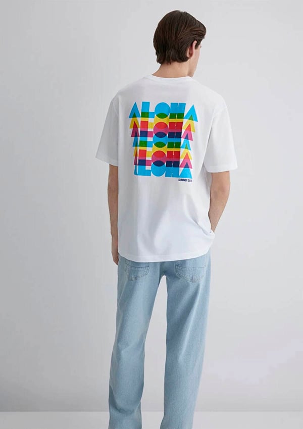 Mavi ALOHA TİŞÖRT Beyaz Beyaz Erkek T-Shirt