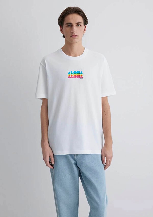 Mavi ALOHA TİŞÖRT Beyaz Beyaz Erkek T-Shirt