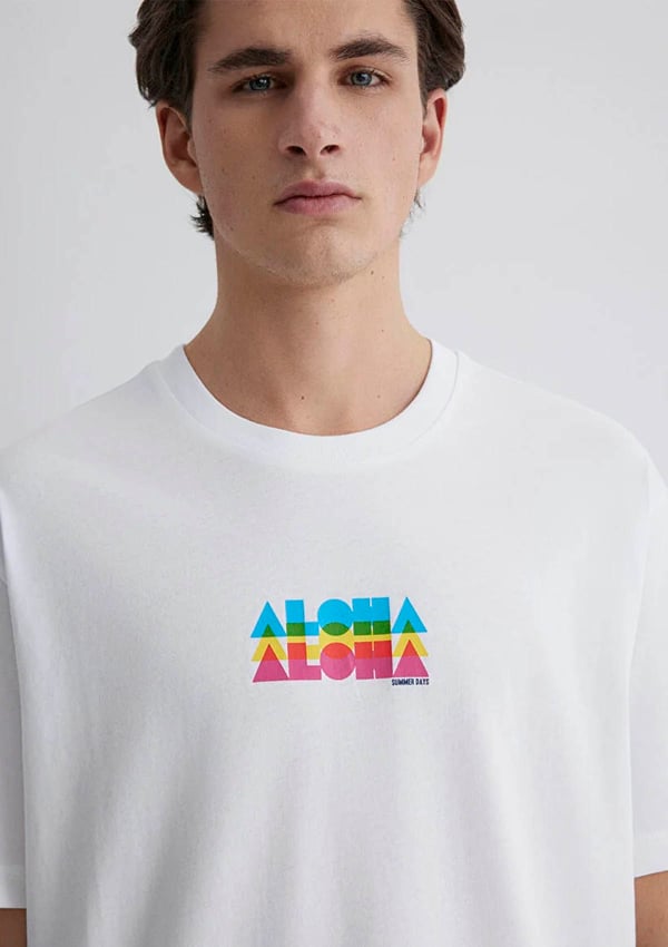 Mavi ALOHA TİŞÖRT Beyaz Beyaz Erkek T-Shirt
