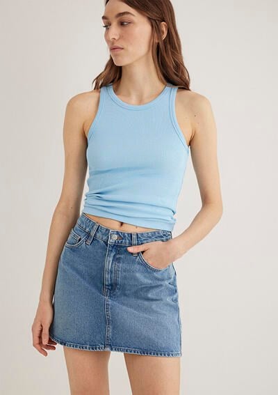 Mavi ASKiLi BASiC Ucuk Mavi Mavi Kadın T-Shirt