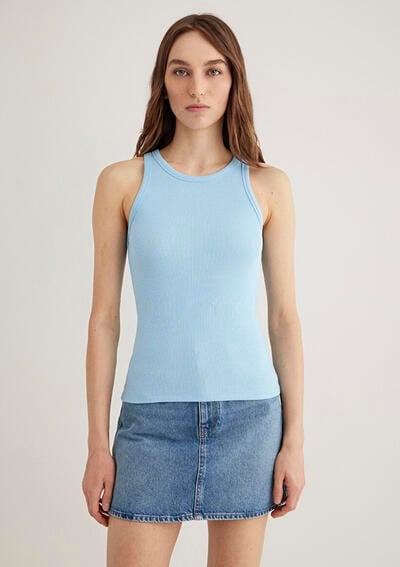 Mavi ASKiLi BASiC Ucuk Mavi Mavi Kadın T-Shirt