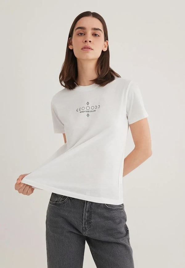 Mavi ASTROLOJi BASKiLi GRAFiK TİŞÖRT Kirik Be Beyaz Kadın T-Shirt