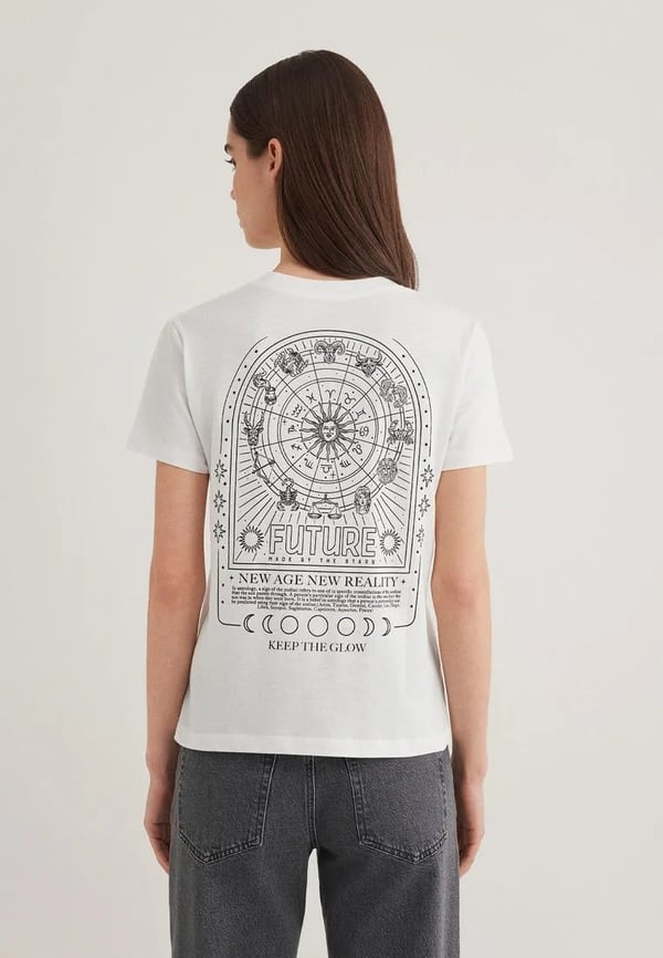 Mavi ASTROLOJi BASKiLi GRAFiK TİŞÖRT Kirik Be Beyaz Kadın T-Shirt
