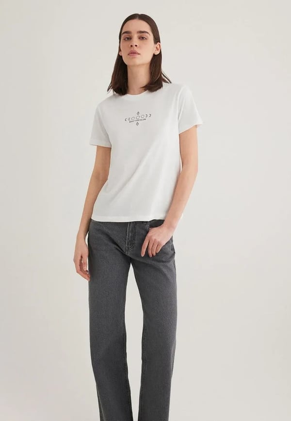 Mavi ASTROLOJi BASKiLi GRAFiK TİŞÖRT Kirik Be Beyaz Kadın T-Shirt