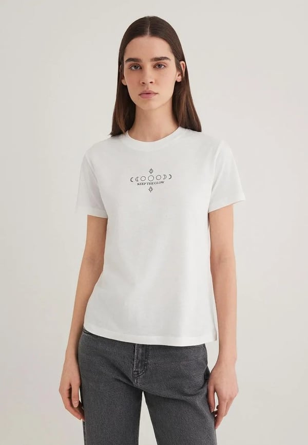 Mavi ASTROLOJi BASKiLi GRAFiK TİŞÖRT Kirik Be Beyaz Kadın T-Shirt