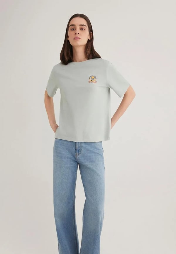 Mavi ASTROLOJi BASKiLi GRAFiK TİŞÖRT Sis YeSi Yeşil Kadın T-Shirt