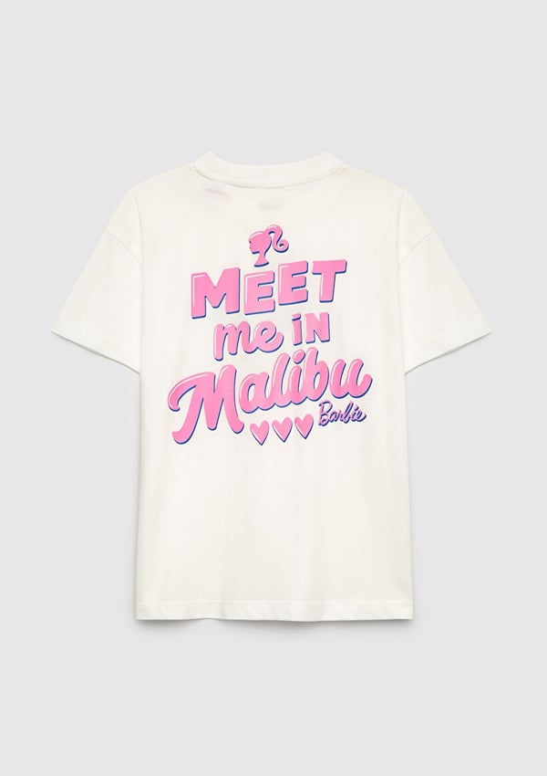 Mavi BARBIE BASKILI TİŞÖRT Kırık Beyaz Beyaz Kız Çocuk T-Shirt