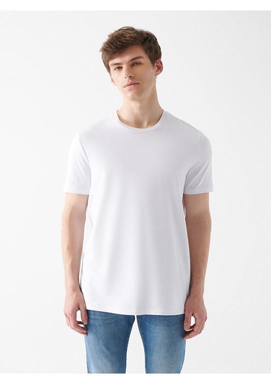 Mavi BASiC BiSiKLET YAKA TİŞÖRT Beyaz Beyaz Erkek T-Shirt