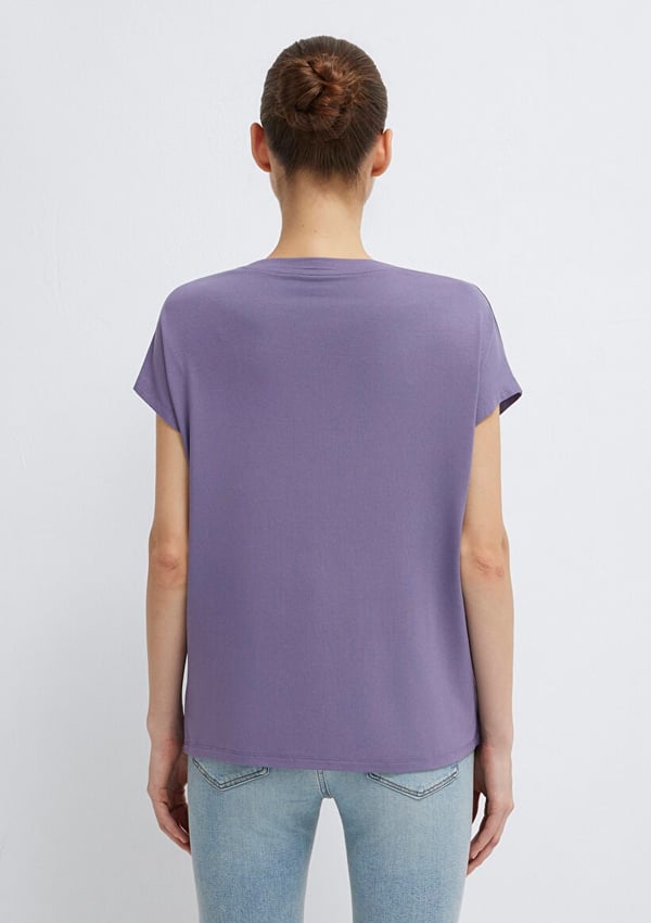 Mavi BASiC V YAKA PENYE Cadet Mor Kadın T-Shirt