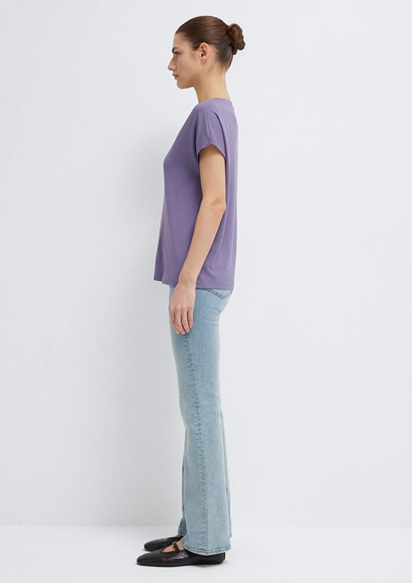 Mavi BASiC V YAKA PENYE Cadet Mor Kadın T-Shirt