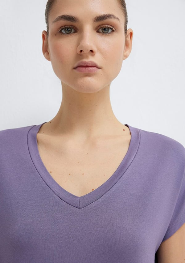 Mavi BASiC V YAKA PENYE Cadet Mor Kadın T-Shirt