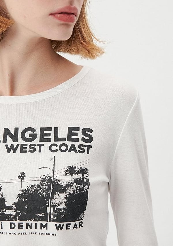 Mavi BASKiLi CROP PENYE Kirik Beyaz Beyaz Kadın T-Shirt