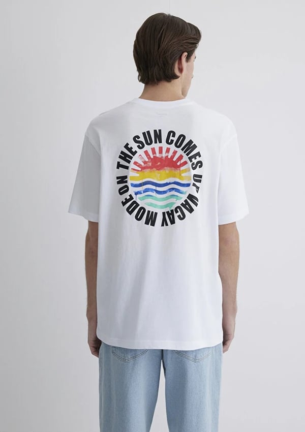 Mavi BASKiLi TİŞÖRT Beyaz Beyaz Erkek T-Shirt