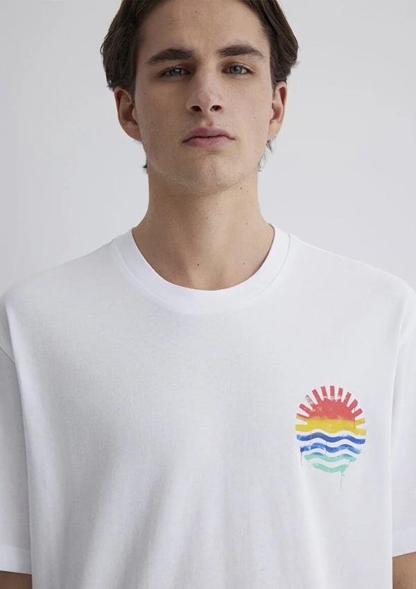 Mavi BASKiLi TİŞÖRT Beyaz Beyaz Erkek T-Shirt