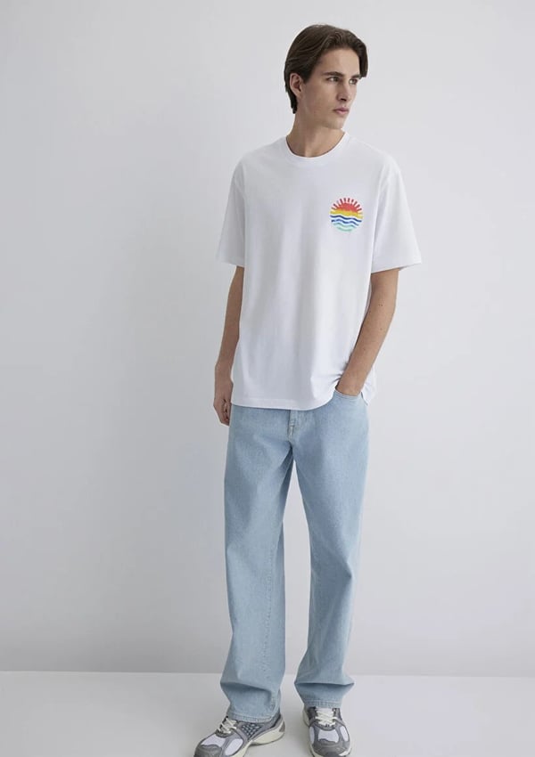 Mavi BASKiLi TİŞÖRT Beyaz Beyaz Erkek T-Shirt
