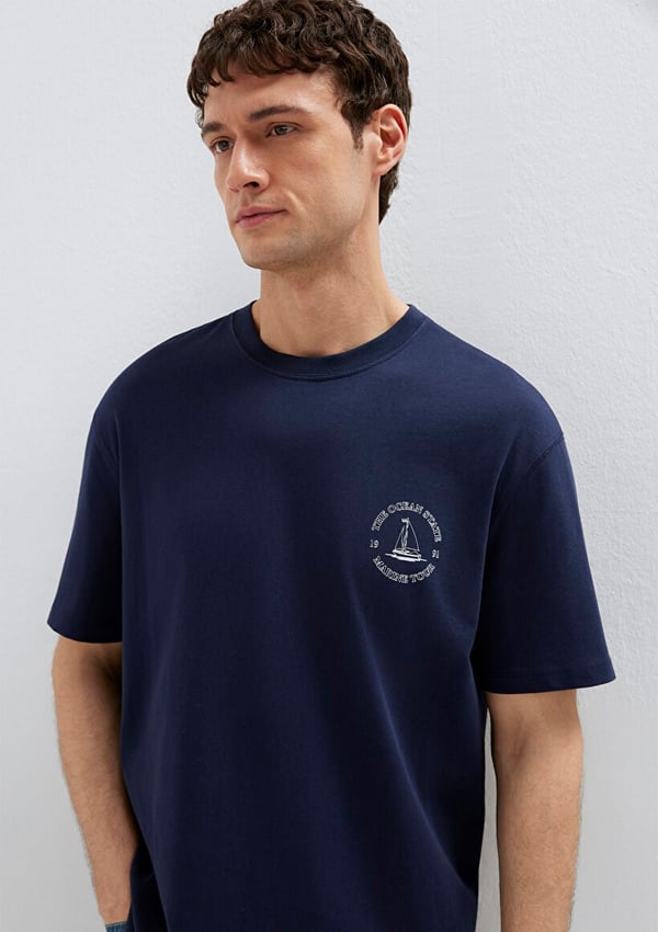 Mavi BASKILI TİŞÖRT Koyu Lacivert Lacivert Erkek T-Shirt