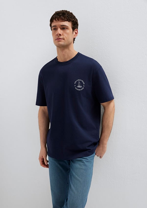 Mavi BASKILI TİŞÖRT Koyu Lacivert Lacivert Erkek T-Shirt