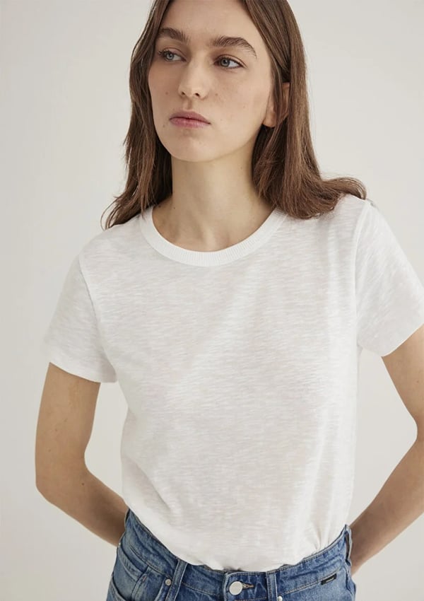 Mavi BiSiKLET YAKA BASiC Kirik Beyaz Beyaz Kadın T-Shirt
