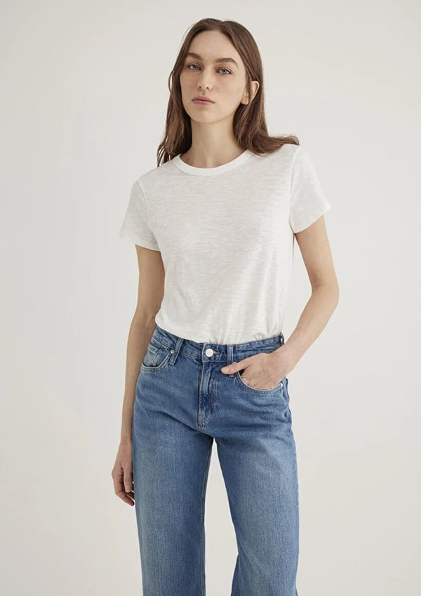 Mavi BiSiKLET YAKA BASiC Kirik Beyaz Beyaz Kadın T-Shirt
