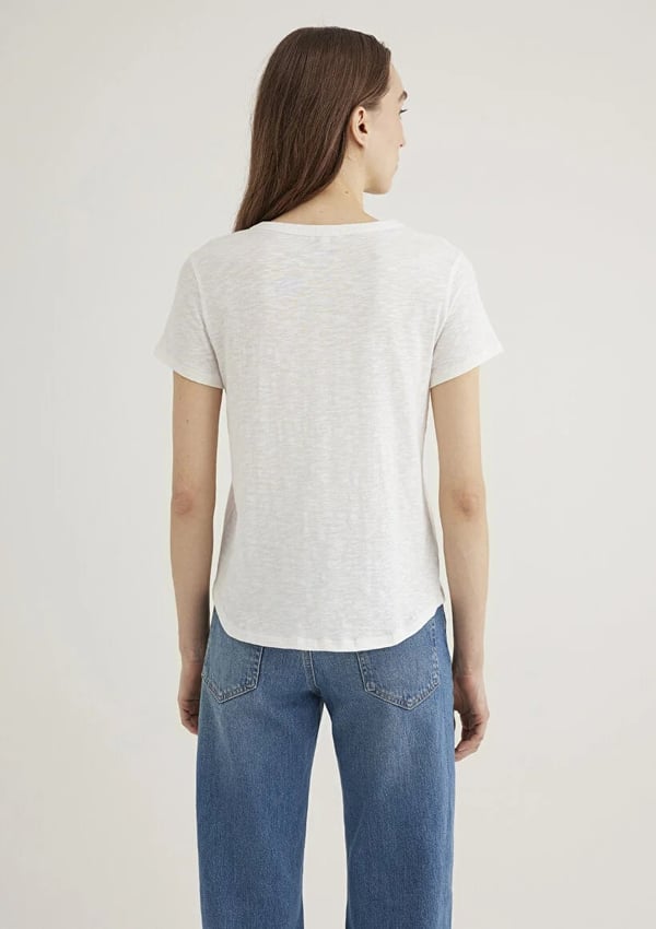 Mavi BiSiKLET YAKA BASiC Kirik Beyaz Beyaz Kadın T-Shirt
