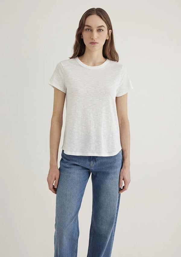 Mavi BiSiKLET YAKA BASiC Kirik Beyaz Beyaz Kadın T-Shirt