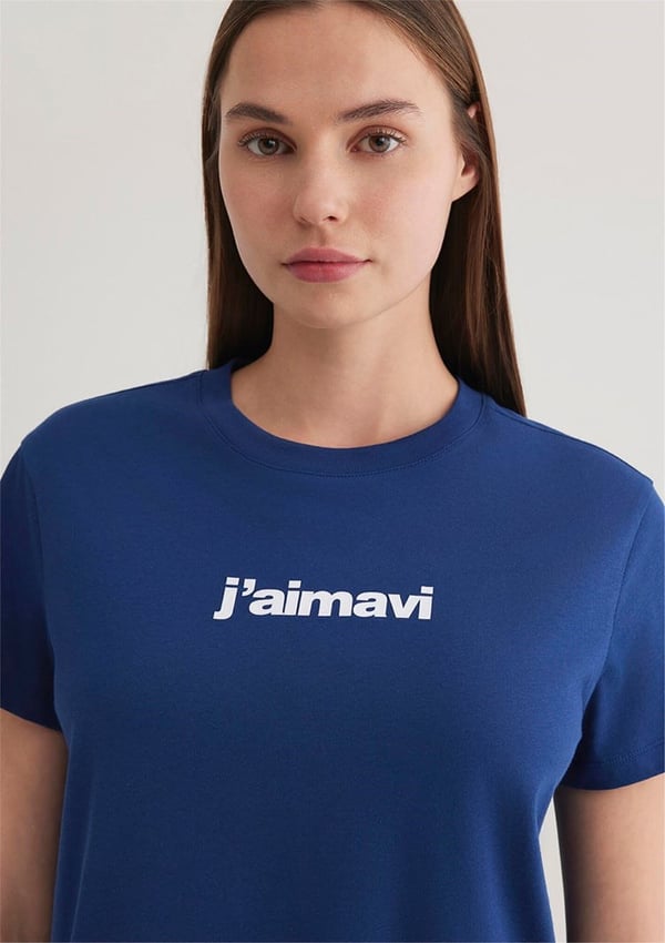 Mavi BiSiKLET YAKA LOGO TİŞÖRT Koyu Saks Mavi Lacivert Kadın T-Shirt