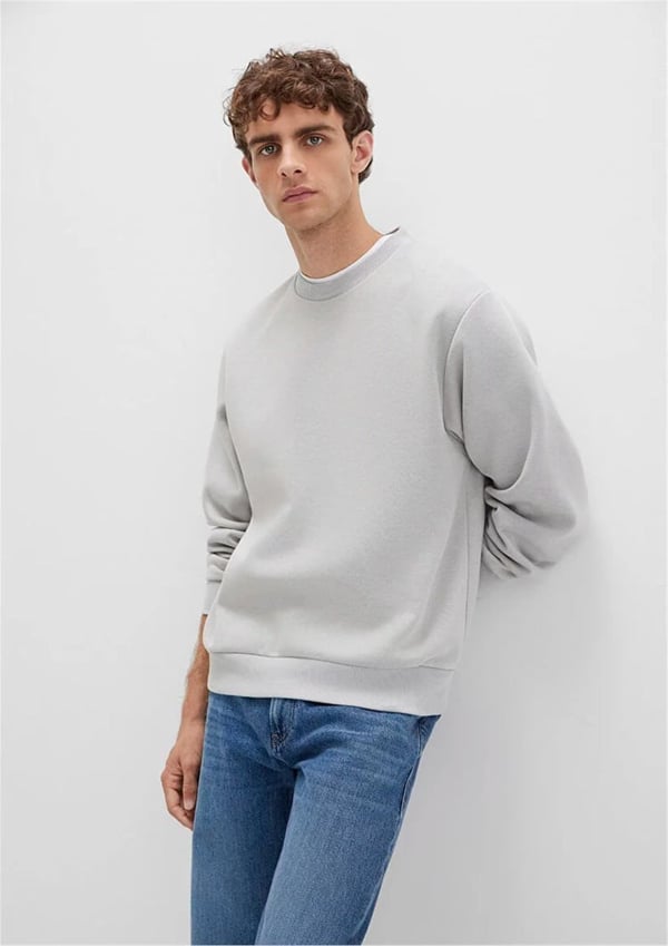 Mavi BiSiKLET YAKA SWEATSHiRT Acik Gri Gri Erkek Sweatshirt