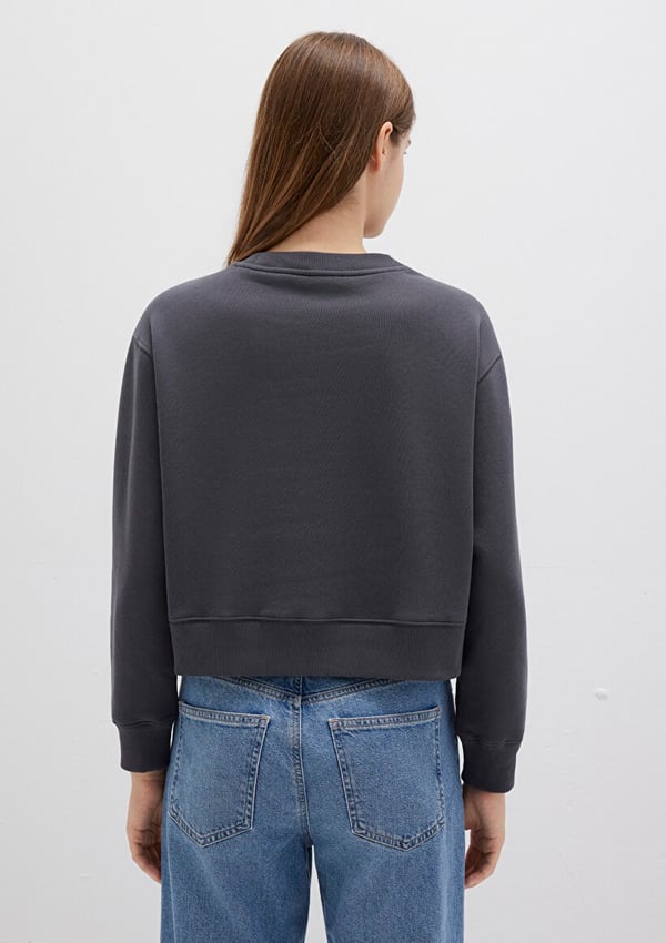 Mavi BiSiKLET YAKA SWEATSHiRT Gri ince cizgil Gri Kadın Sweatshirt