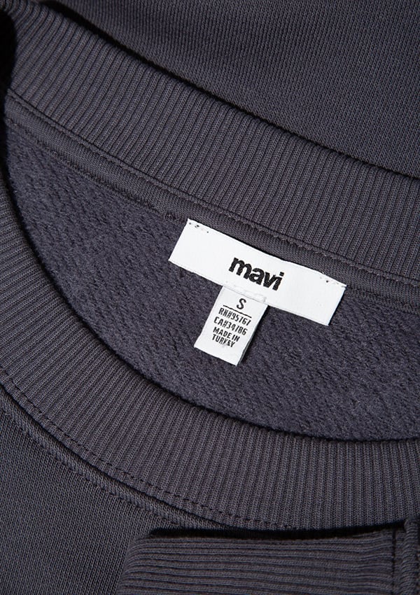 Mavi BiSiKLET YAKA SWEATSHiRT Gri ince cizgil Gri Kadın Sweatshirt
