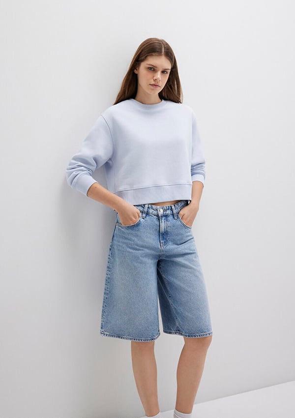 Mavi BiSiKLET YAKA SWEATSHiRT Halogen Blue Açık Mavi Kadın Sweatshirt