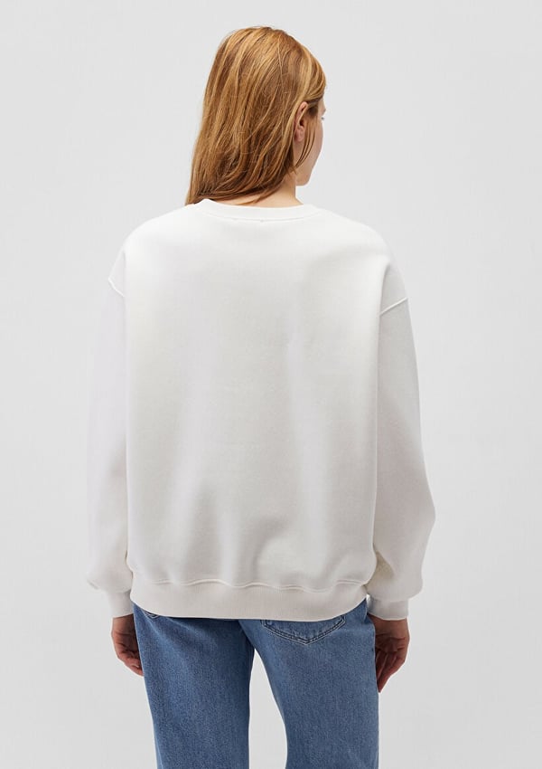 Mavi BiSiKLET YAKA SWEATSHiRT Kirik Beyaz Beyaz Kadın Sweatshirt