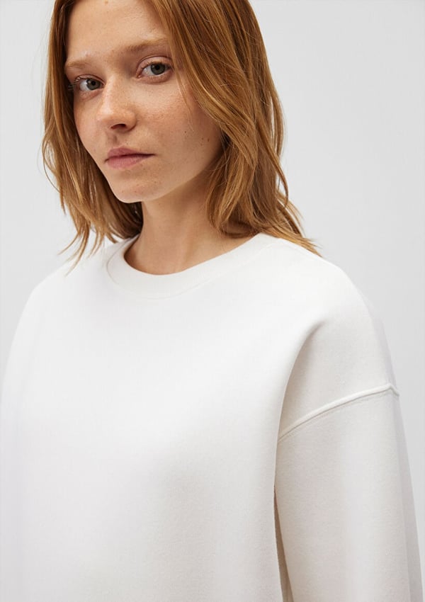 Mavi BiSiKLET YAKA SWEATSHiRT Kirik Beyaz Beyaz Kadın Sweatshirt