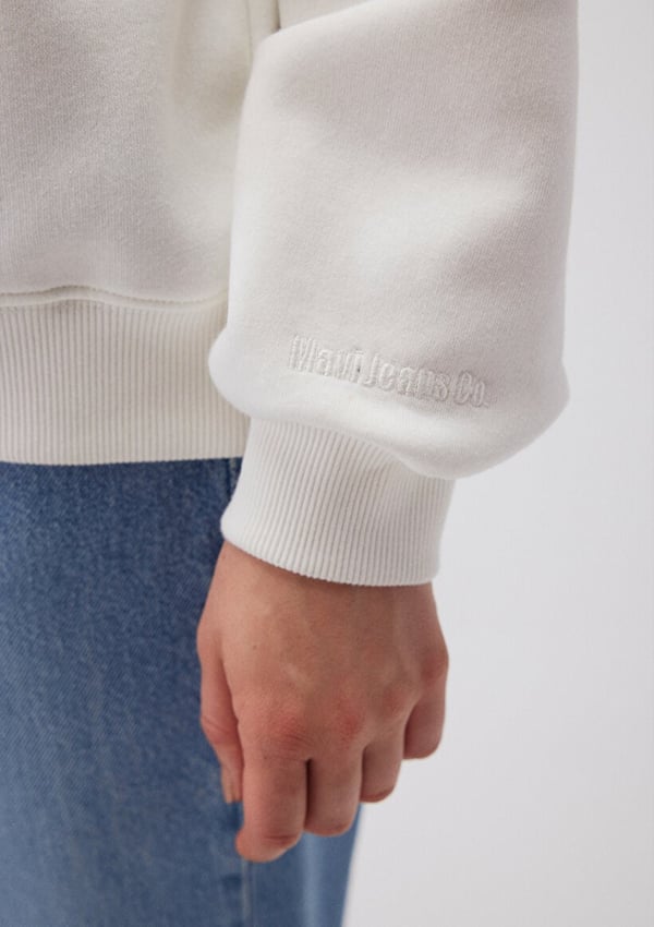 Mavi BiSiKLET YAKA SWEATSHiRT Kirik Beyaz Beyaz Kadın Sweatshirt