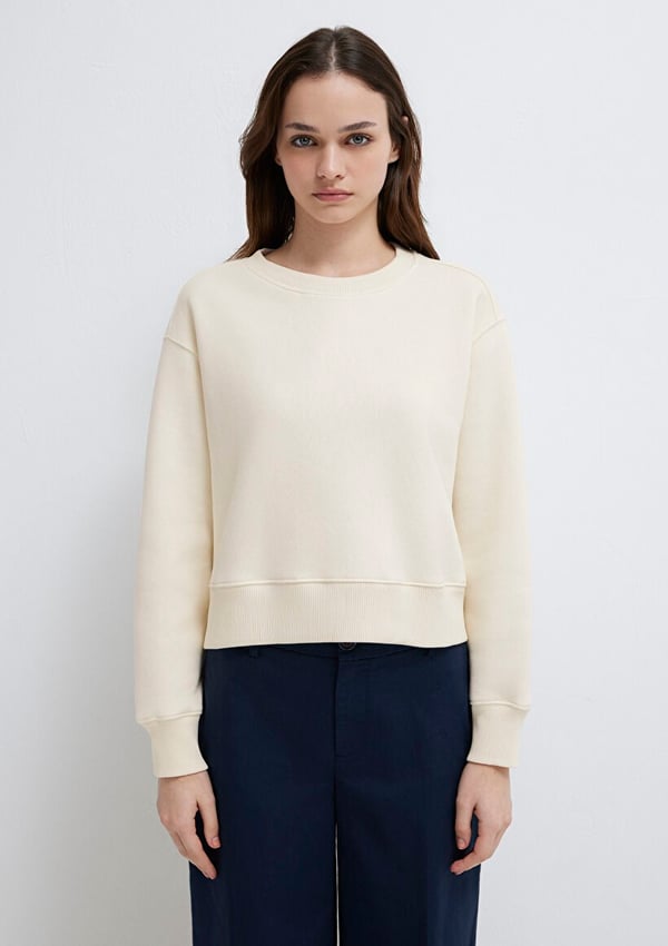 Mavi BiSiKLET YAKA SWEATSHiRT Pristine Bej Kadın Sweatshirt
