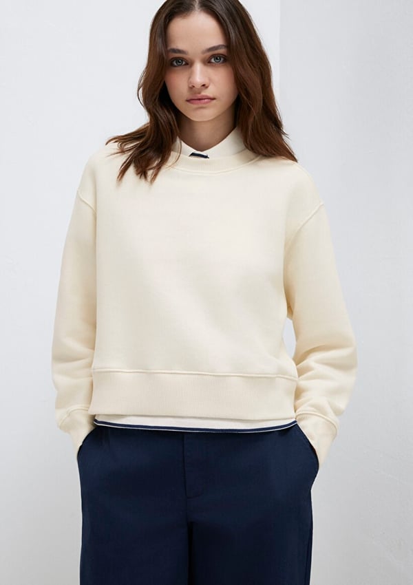 Mavi BiSiKLET YAKA SWEATSHiRT Pristine Bej Kadın Sweatshirt