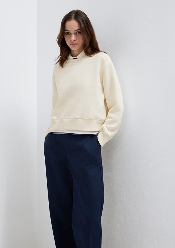 Mavi BiSiKLET YAKA SWEATSHiRT Pristine Bej Kadın Sweatshirt