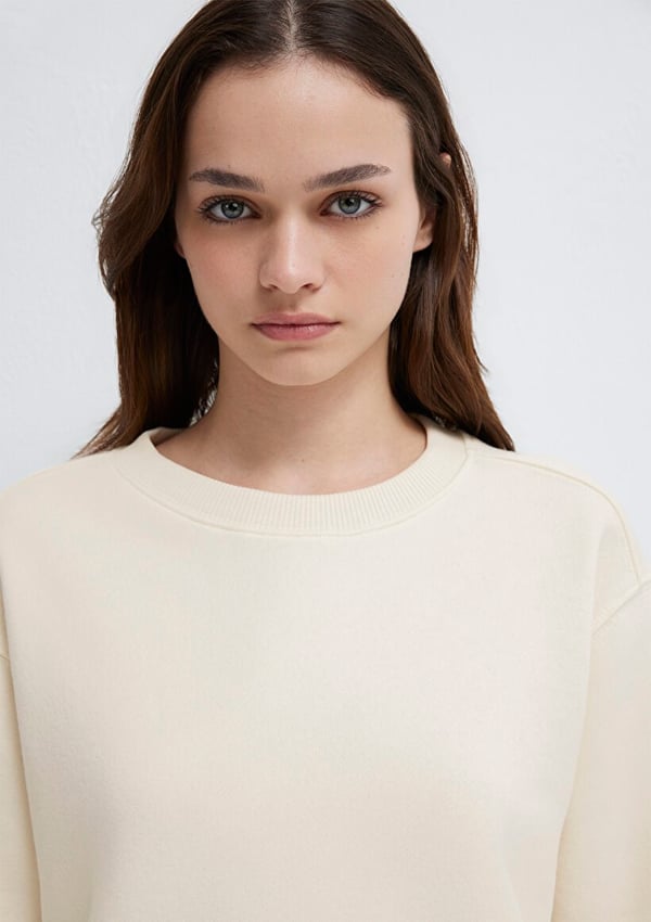 Mavi BiSiKLET YAKA SWEATSHiRT Pristine Bej Kadın Sweatshirt