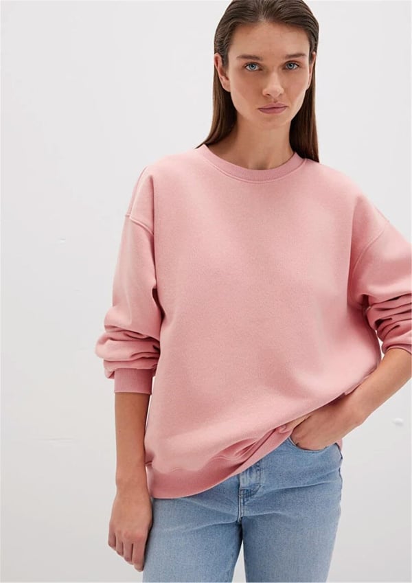 Mavi BiSiKLET YAKA SWEATSHiRT Rose Elegance Pudra Kadın Sweatshirt