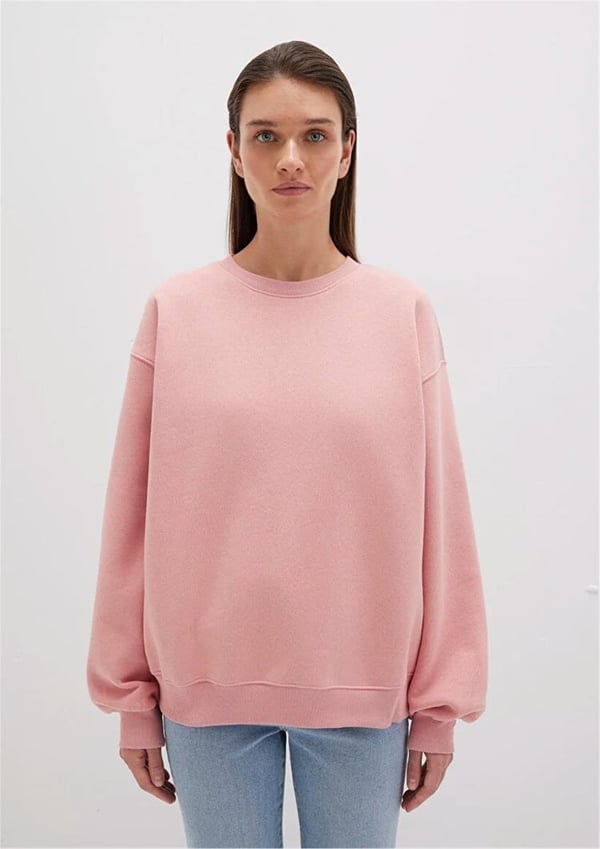 Mavi BiSiKLET YAKA SWEATSHiRT Rose Elegance Pudra Kadın Sweatshirt