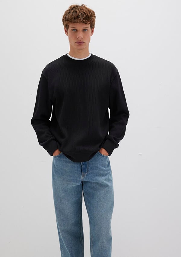 Mavi BiSiKLET YAKA SWEATSHiRT Siyah Siyah Erkek Sweatshirt