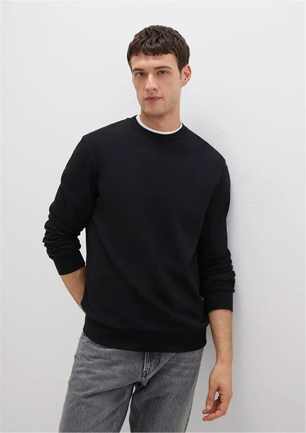Mavi BİSİKLET YAKA SWEATSHIRT  Siyah Siyah Erkek Sweatshirt