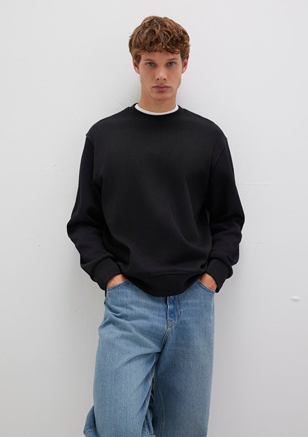 Mavi BiSiKLET YAKA SWEATSHiRT Siyah Siyah Erkek Sweatshirt
