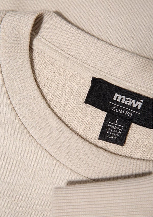 Mavi BiSiKLET YAKA SWEATSHiRT Soluk Toz Beji Bej Erkek Sweatshirt